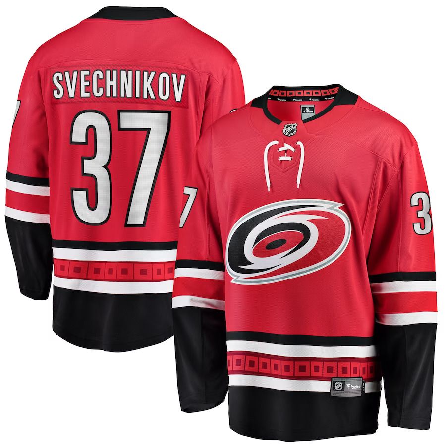 Men Carolina Hurricanes #37 Andrei Svechnikov Fanatics Branded Red Home Breakaway Player NHL Jersey->carolina hurricanes->NHL Jersey